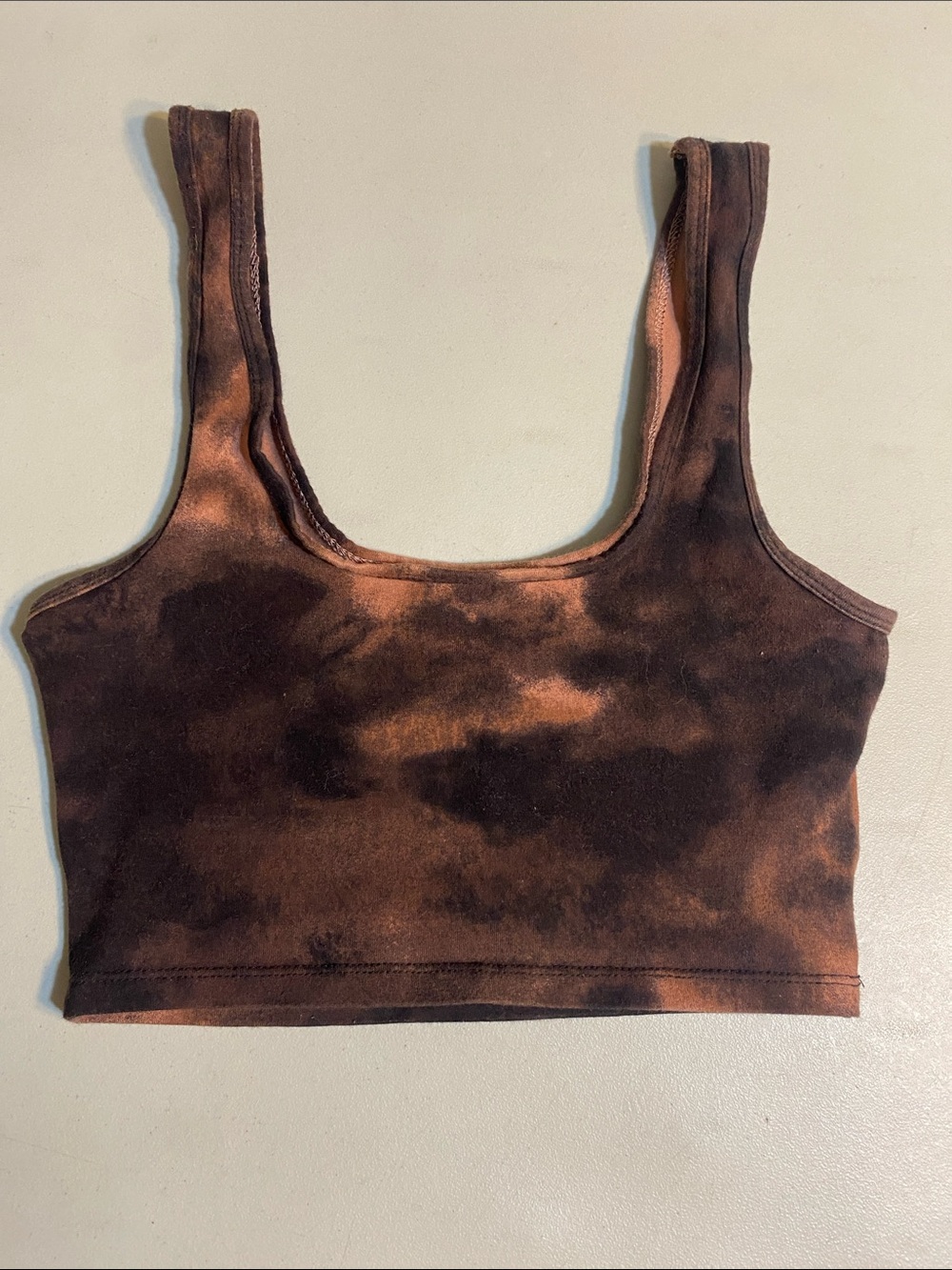 Hollister Brown and Black Tie-Dye Crop Tank
